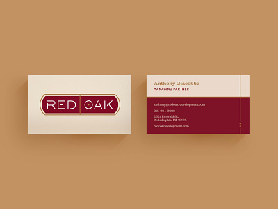 Red Oak Rebrand Concept art deco border branding business card construction custom type design development elegant logo oak rebrand red typography