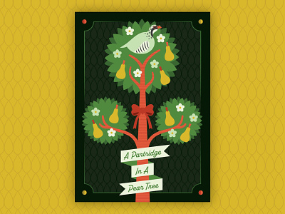 Holiday Card 2022 – Front bow christmas design flowers gift holiday holiday card illustration leaf leaves partridge partridge in a pear tree pattern pear tree pears ribbon tree typography vector