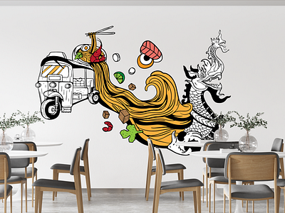 Thai Restaurant Wall Art digital art illustration wall art