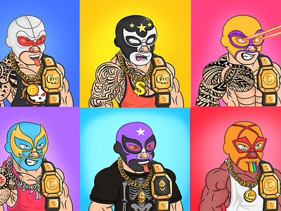 Crypto Wrestlers NFT characterdesign crypto illustration mascot nft wrestlers