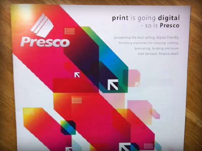 Top part of Presco leaflet presco print design typography