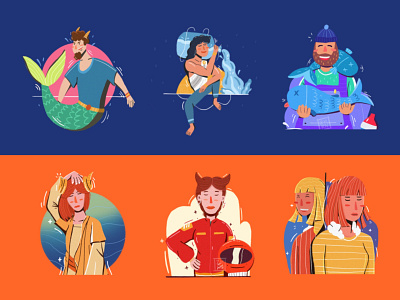 Zodiac Illustration Part 2 animation branding character character design character illustration design flat illustration flatdesign illustration ui vector zodiac