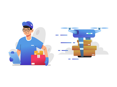 Human vs Robot Delivery Service animation branding illustration character illustration delivery service flat illustration flatdesign illustration illustration art illustrator ui ux
