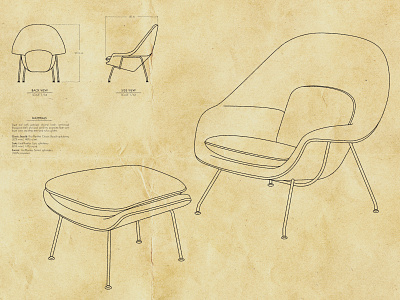 Womb Chair Technical Drawing