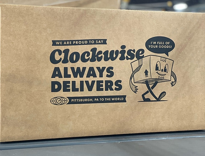 Clockwise Shipping Box Final box design illustration mascot