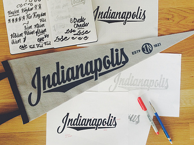 Indianapolis Pennant handlettering hashtaglettering lettering oxfordpennant pennant process vector vectormachine