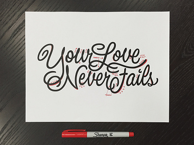 Your Love Never Fails - Analog Edits beziercurves handlettering handtype hashtaglettering lettering process vectormachine
