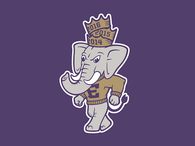 Elephant 3-peat crowns e3 e3ers elementthree elephant elephantthree illustration kickball mascot