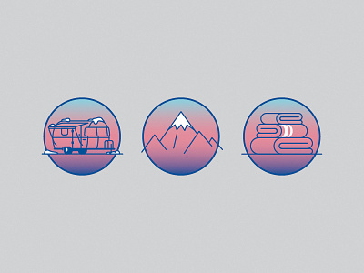 Airstream Winter Camping Icons
