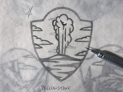 Thor Industries National Park Sketch badge illustration national park process sketch yellowstone
