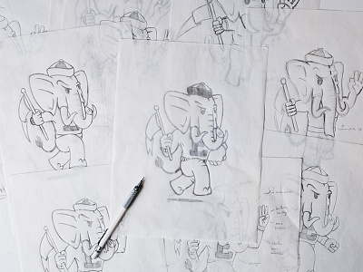 2018 Elephant 3 Sketches element three elephant3 illustration mascot process