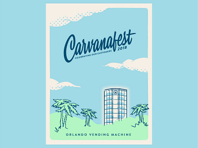 Carvanafest Poster handlettering handtype hashtaglettering illustration lettering mid century poster