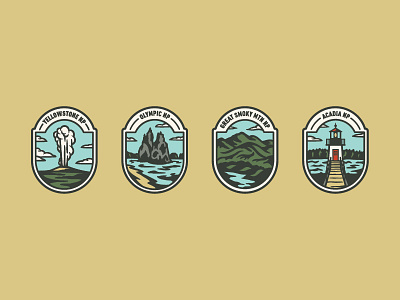 National Parks Badges Color acadia badge badge design badge logo great smoky mountains national parks olympic yellowstone