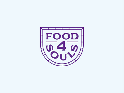 Food 4 Souls badge badge design hands heart