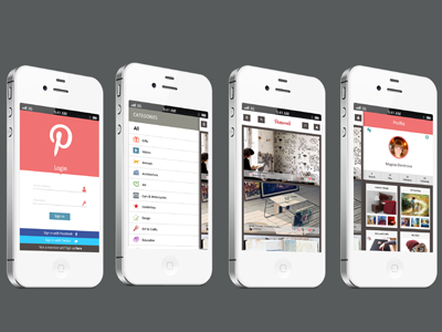 Proposal Design For Pinterest app categories flat login mobile pinterest profile setings