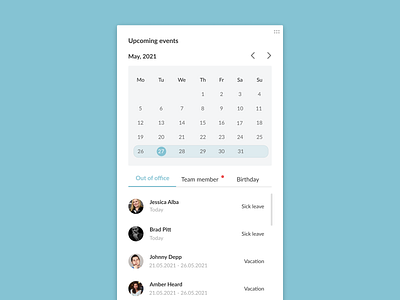 SaaS HR system - Calendar component