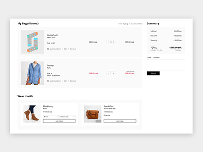 One page checkout cart checkout ecommerce fashion responsive shopping ui ux