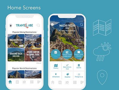 Few shots of home screens for my travel app travel app ui uiux