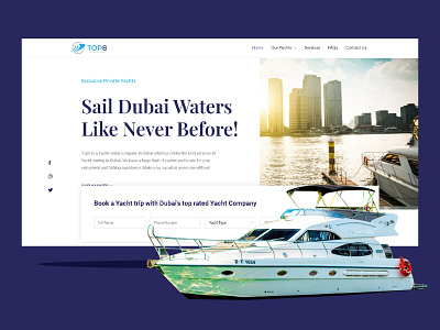 Website design for a Yacht rental company in Dubai app branding design flat icon illustrator logo ui ux web