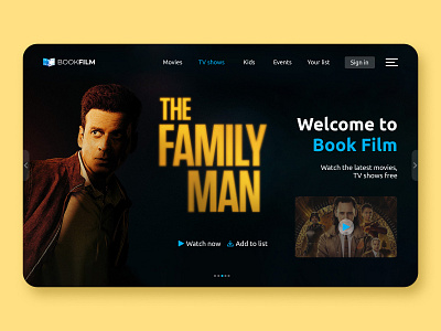 Film Booking Website Hero Section Concept