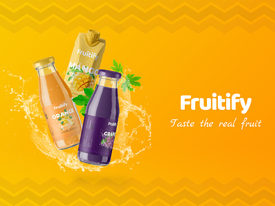 Design Mockups for Juice Packing Design of "Fruitify". branding design graphic design juice packaging logo packaging design