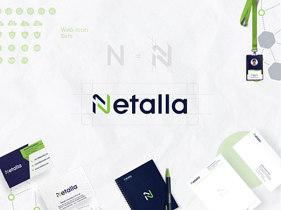 Netalla Branding brand conceptlogo design icon icon set idcard letterhead logo logo design typogaphy typography logo ui visitingcard web