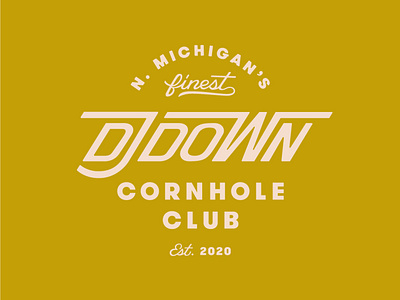 DJ Down Cornhole Club badge branding design handlettering lettering logo logo design michigan procreate typography vector