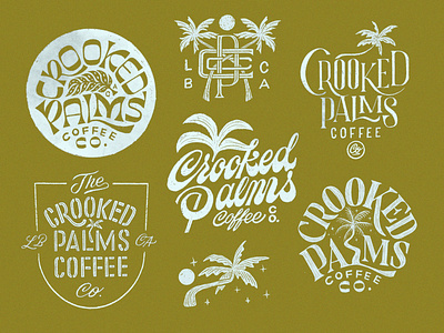 Crooked Palms Coffee Co. badge branding design handlettering lettering logo logo design typography