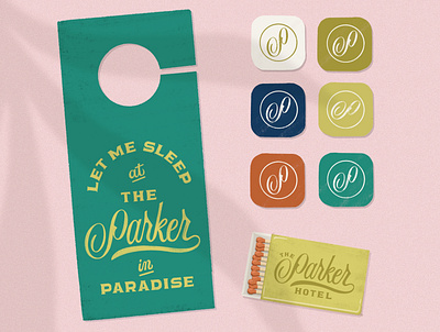 The Parker Hotel Branding branding color palette design handlettering hotel lettering logo logo design procreate typography vacation