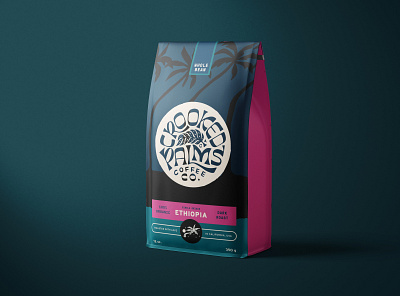 Crooked Palms Coffee Bag branding design handlettering illustration lettering logo logo design package design packaging packaging design procreate typography