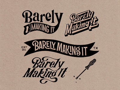 Barely Making It Logo Sketches branding construction design diy drawing handlettering icon illustration lettering logo design procreate sketches typography