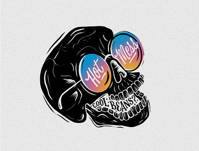 Hot Mess Skull Illustration design drawing handlettering happy illustration lettering letters procreate skull summer sunglasses typography