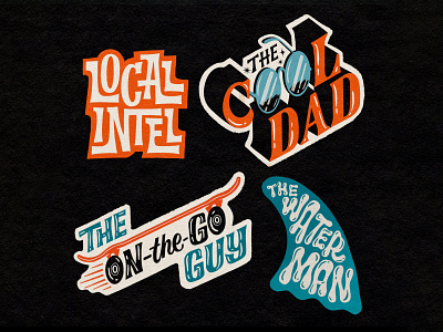 Badges 01 badge branding dad design drawing handlettering illustration lettering logo logo design procreate skate surf typography