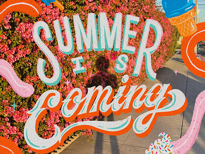 Summer Is Coming calligraphy drawing handlettering ice cream illustration lettering procreate summer typography ui vector