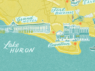 Mackinac Map Detail 2 branding design handlettering hotel illustration lettering logo mackinac island map michigan procreate typography ui vector