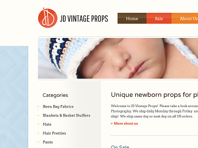 JD Vintage Props Website Redesign baby photographers redesign soft website