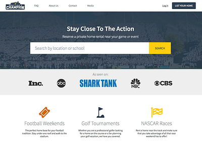 Rent Like a Champion web application rentals shark tank web app website