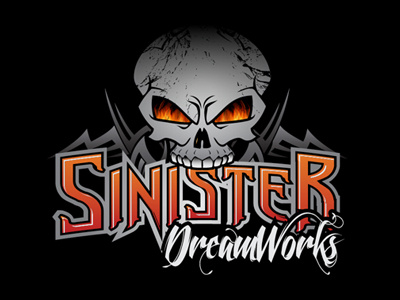 Sinister Dreamworks Logo choppers dark evil fabrication fire scary sinister skull