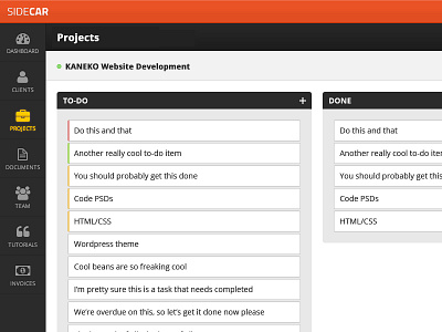 New Sidecar UI application interface project management ui