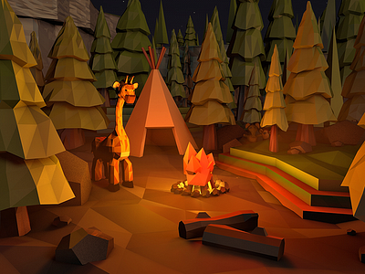 Hudson's Adventure - Forest 3d c4d forest giraffe low poly