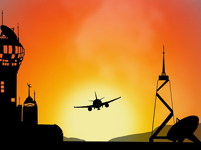 Fly air airplane airport draw fly illustrator logos shadow sun sunrise