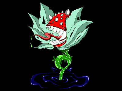 Poison alien angry art black design flower green illustrator logo picture predator water