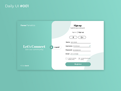 Form - Daily UI Challenge #001 challenge dailyui design form design sign up ui user interface userinterface website website concept website design