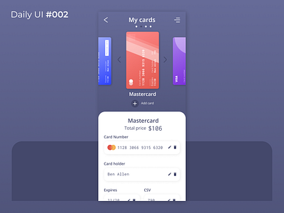 Credit Card Checkout - Daily UI #002 app concept app design checkout form checkout page dailyui design mastercard mobile app design ui uidesign userinterface