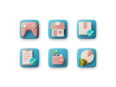 3D Icon Set for Mobile Home Page