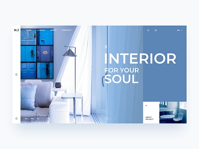 Interior Studio blue interior minimalism modern slider ui ux webdesign