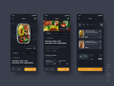 Food Delivery. App app app design black card dark delivery food mobile order ui ux