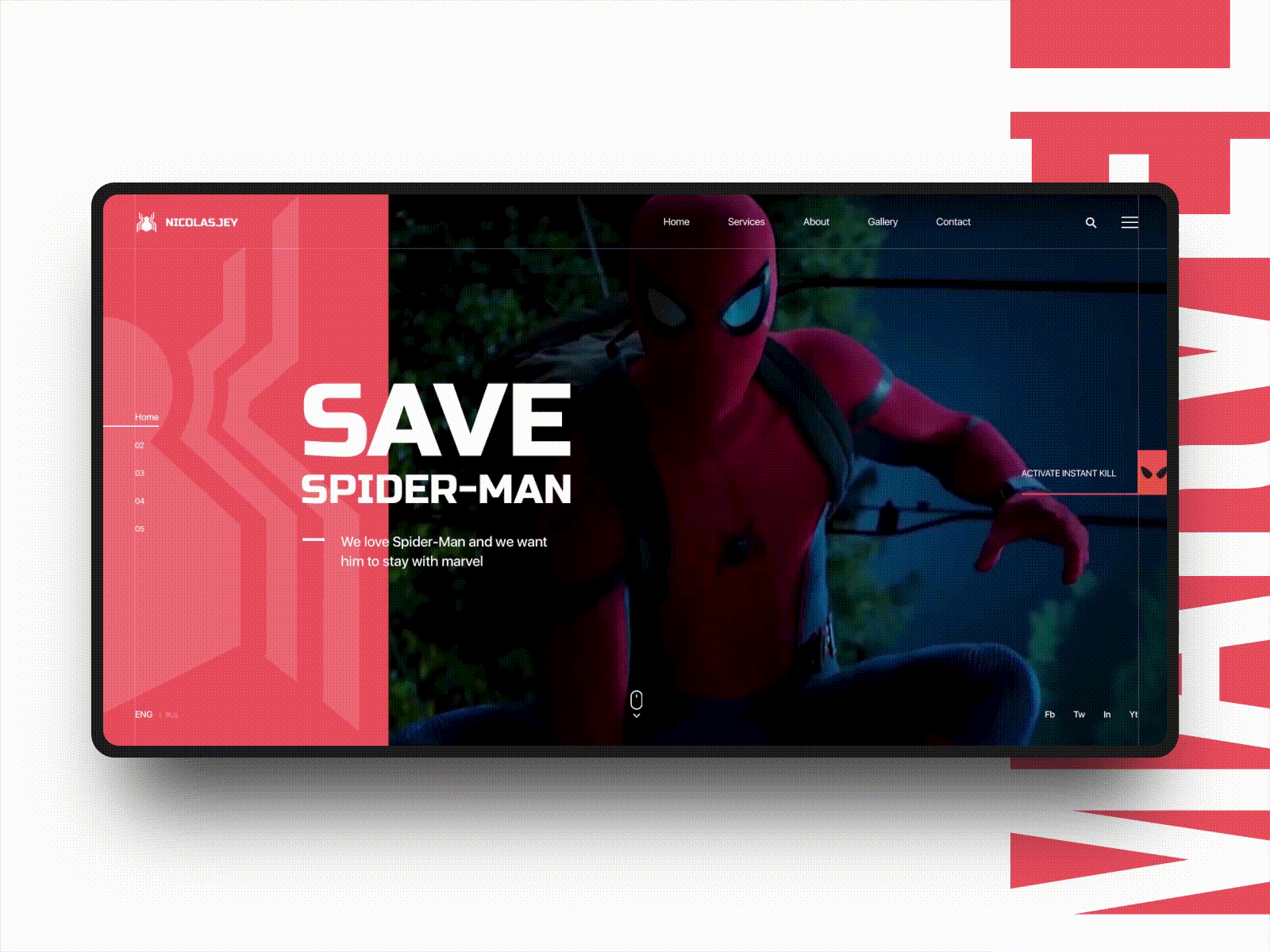 #savespiderman animation avengers creative interaction marvel spiderman ui web design