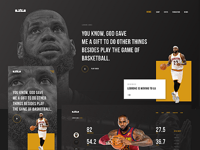 WIP: WEB page design for LeBron James fans. basketball design lebronejames lucasagency mobile sport sportdesign ui uxdesign web webdesign