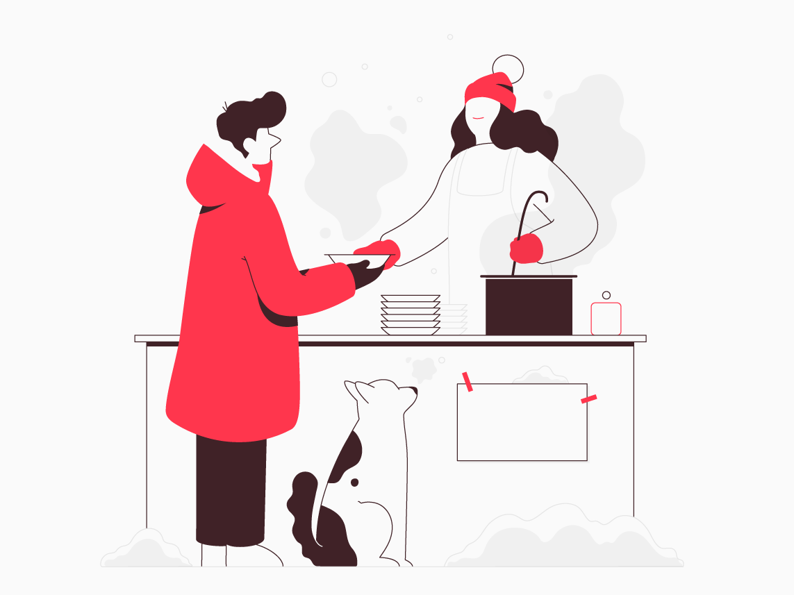 Help yourself - Help others charity dog flat food free dining heart help homeless illustration minimalistic psychology red vector web